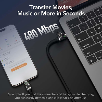 ChargeMaster™ 240W 4-in-1 USB-C Fast Charging Cable with Free Storage Bag – Universal 4-Device Compatibility