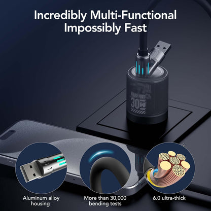 ChargeMaster™ 240W 4-in-1 USB-C Fast Charging Cable with Free Storage Bag – Universal 4-Device Compatibility
