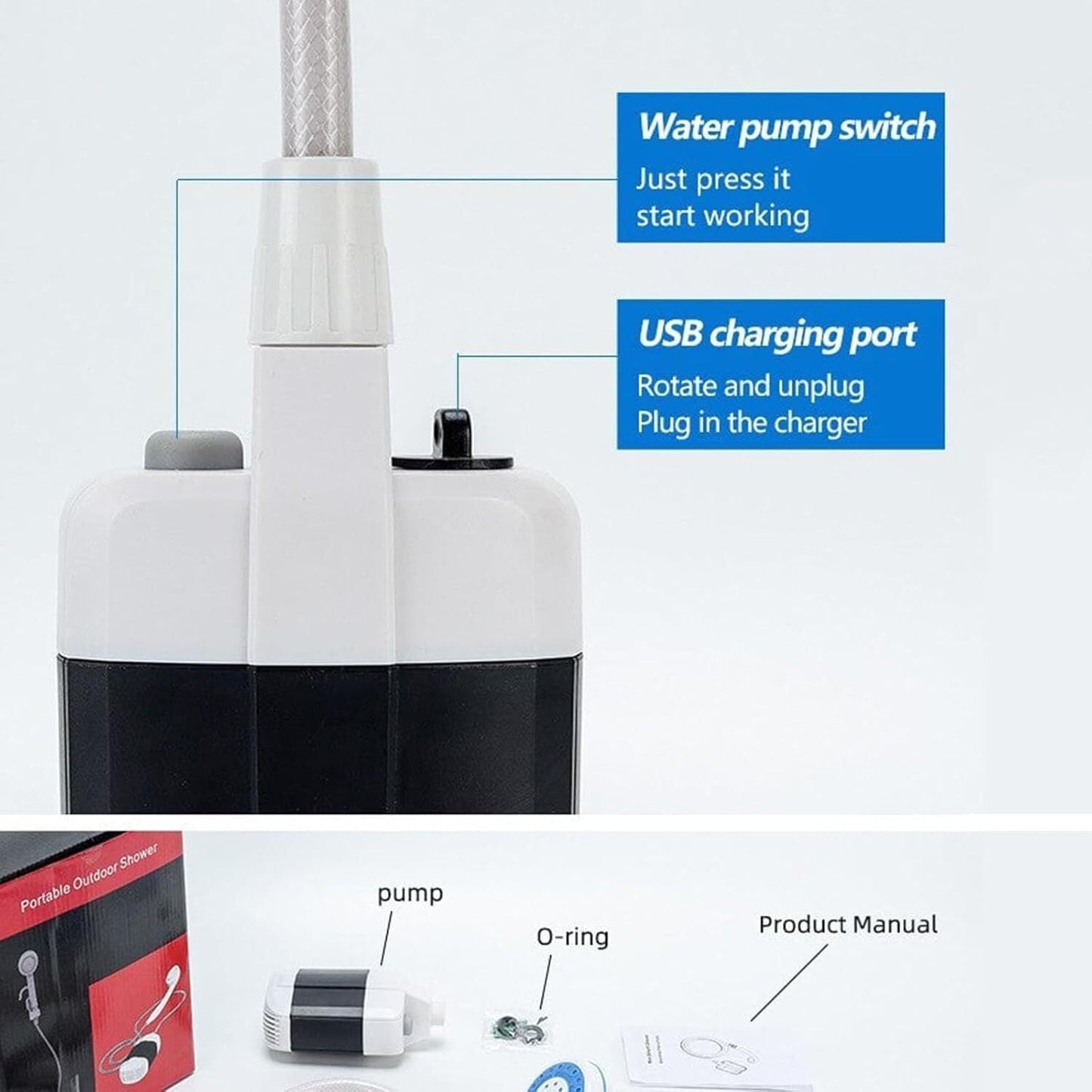 AquaLite™ Compact Handheld Outdoor Shower – Portable Travel & Camping Water Sprayer